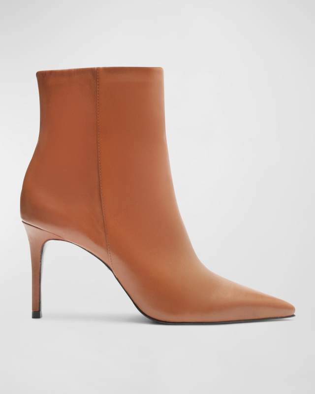 Mikki Leather Stiletto Zip Booties